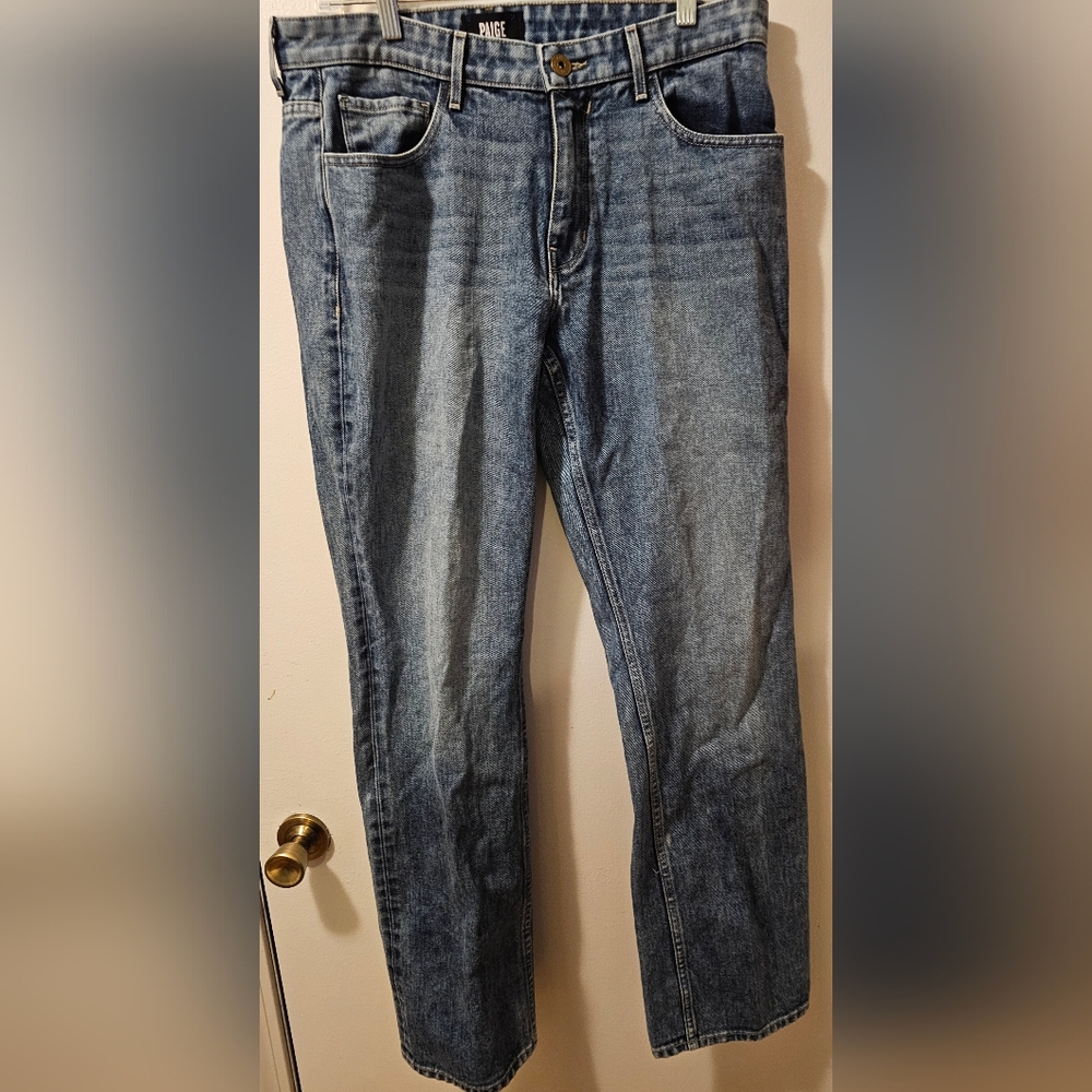 PAIGE Men's Straight Jeans in Medium Blue Wash